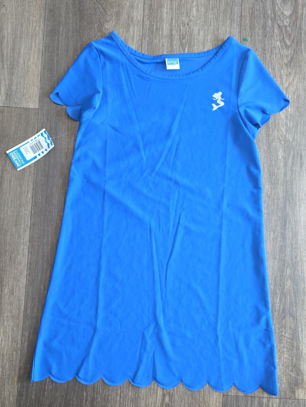Fin Fun Girls' Royal Blue Scalloped Hem Dress - Little Me